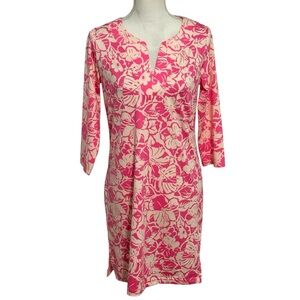 Stella Parker Collection 3/4 Sleeve Notch Neck Pink Floral Print Dress NWT